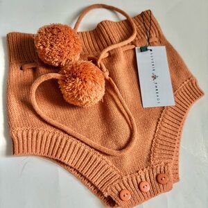 Reverie threads rust Orange Knit Pom-Pom Baby knit Bloomers